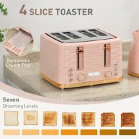 Bouilloire HOMCOM & 4-Ensemble grille-pain à tranches | 3000W — Rose clair