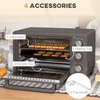 HOMCOM 21L Mini Countertop Oven | Dual Tier, Timer — Grey