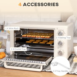 HOMCOM 21L Mini Countertop Oven | Dual Tier, Timer — White
