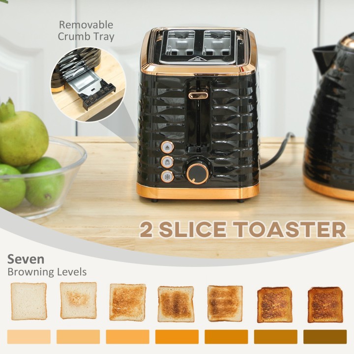 HOMCOM Kettle & 2-Slice Toaster Set | Rapid Boil — Black