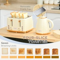 Bollitore HOMCOM & 4-Set con Tostapane a Fette | Ebollizione Rapida — Beige