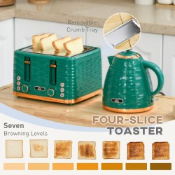 HOMCOM Kettle & 4-Slice Toaster Set | Rapid Boil — Green