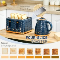 HOMCOM Kettle & 4-Slice Toaster Set | Rapid Boil — Blue