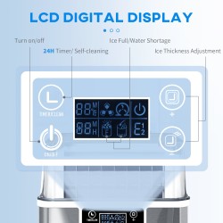 HOMCOM 3.2L Compact Ice Machine | LCD Screen — Silver