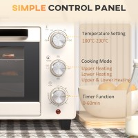 HOMCOM 21L Mini Countertop Oven | Dual Tier, Timer — White
