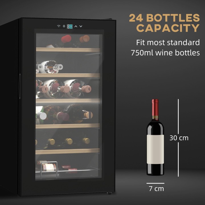 HOMCOM 24-Bottle Wine Fridge | 65L, Touch Screen — Black