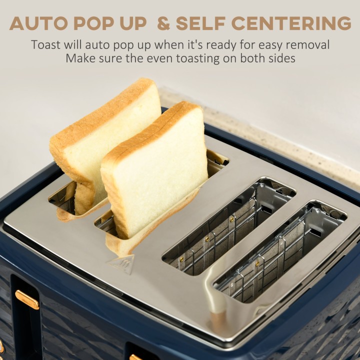 HOMCOM Kettle & 4-Slice Toaster Set | Rapid Boil — Blue