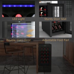 HOMCOM 18-Cave à vin étroite pour bouteilles, avec lumières - Noir
