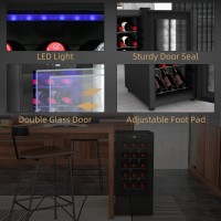 HOMCOM 18-Bottle Narrow Wine Fridge, with Lights - Black