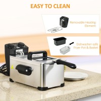 HOMCOM 3L Friggitrice | Temperatura regolabile, Timer, 2000W