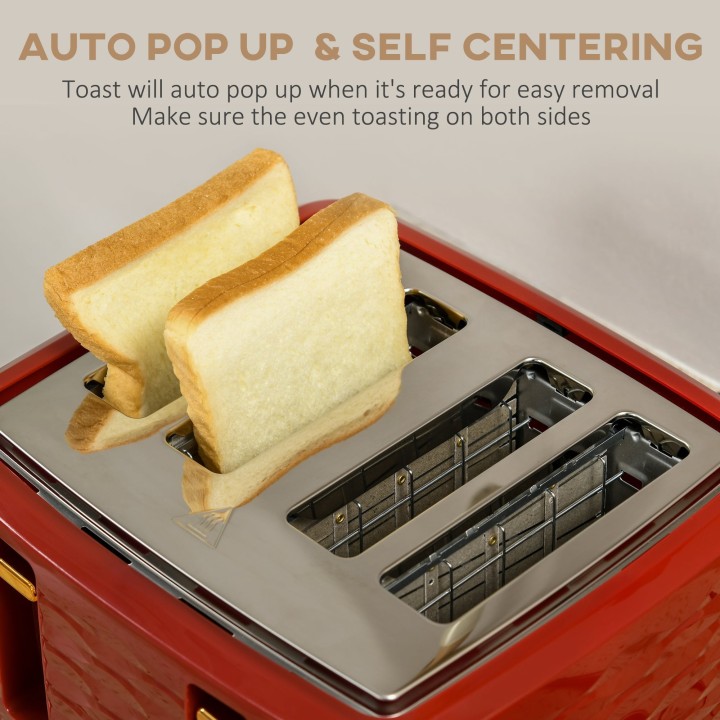 HOMCOM Kettle & 4-Slice Toaster Set | Rapid Boil — Red