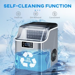 HOMCOM 3.2L Compact Ice Machine | LCD Screen — Silver