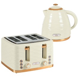 HOMCOM Kettle & 4-Slice Toaster Set | Rapid Boil — Beige