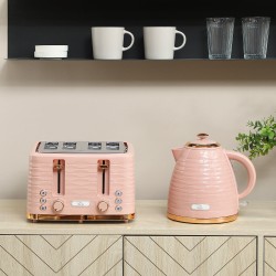 Bollitore HOMCOM & 4-Set Tostapane a Fette | 3000W — Rosa Chiaro
