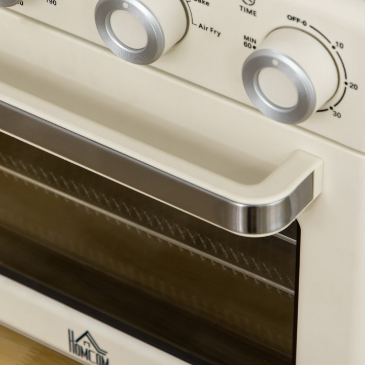 HOMCOM 20L Mini Electric Oven | 7 Functions, Air Fry — Cream