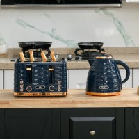 Bollitore HOMCOM & 4-Set con Tostapane a Fette | Ebollizione Rapida — Blu