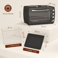 HOMCOM 36L Mini Oven with 2 Hot Plates | Grill & Bake, 2600W