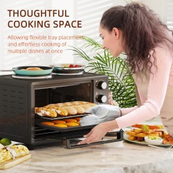 HOMCOM 28L Mini-Ofen mit 2 Kochplatten | Grillen & Backen, 2600W