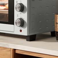 HOMCOM 21L Mini Benkeovn | Dobbel Høyde, Tidsur — Sølv