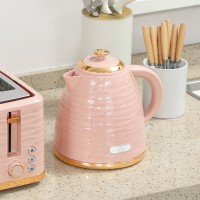 Bollitore HOMCOM & 4-Set Tostapane a Fette | 3000W — Rosa Chiaro