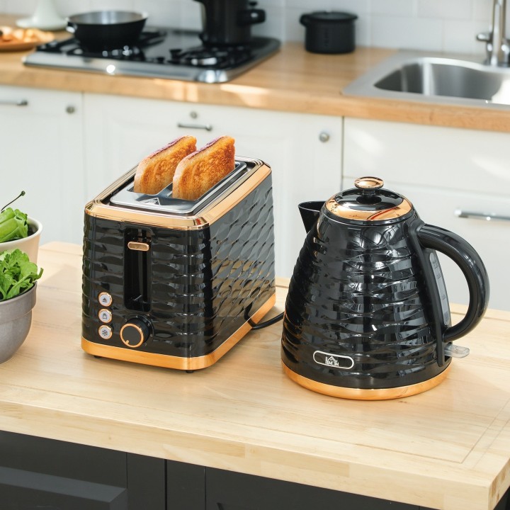HOMCOM Kettle & 2-Slice Toaster Set | Rapid Boil — Black