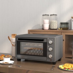 HOMCOM 21L Mini Bänköven | Dubbel nivå, Timer — Grå