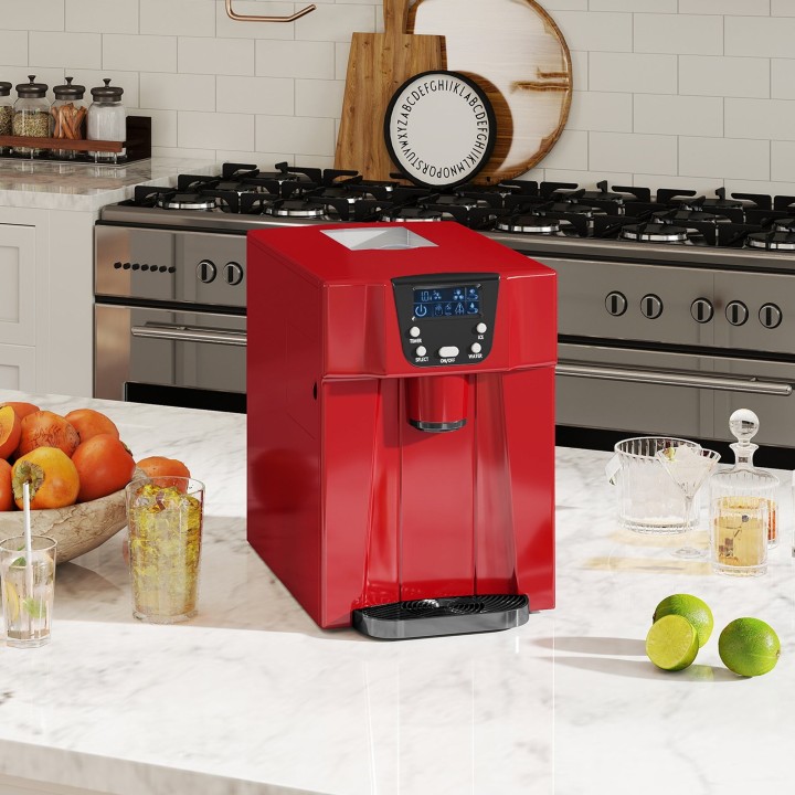 HOMCOM Ice Maker & Water Dispenser | 12kg/Day — Red