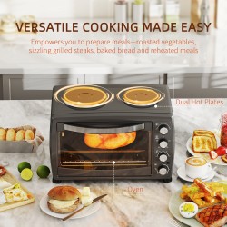 HOMCOM 36L Mini Four avec 2 Plaques Chauffantes | Gril & Cuisson, 2600W