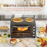 HOMCOM 36L Mini-oven met 2 Kookplaten | Grillen & Bakken, 2600W