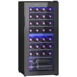 HOMCOM 32-Bottle Narrow Wine Fridge, with Lights - Black