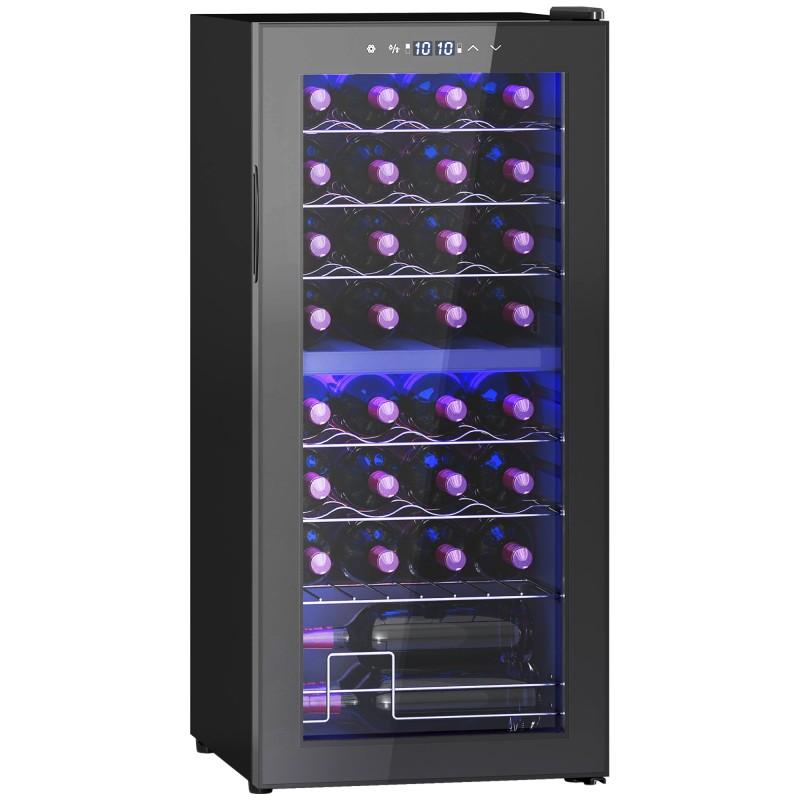 HOMCOM 32-Cantinetta vini stretta per bottiglie, con luci - Nero