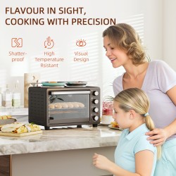 HOMCOM 28L Mini Four avec 2 Plaques Chaudes | Gril et Cuisson, 2600W