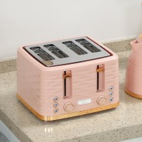 Bouilloire HOMCOM & 4-Ensemble grille-pain à tranches | 3000W — Rose clair