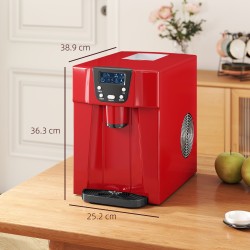HOMCOM Ismaskin & Vattendispenser | 12kg/dag — Röd