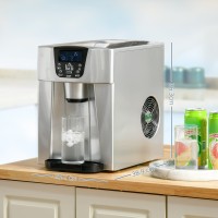 HOMCOM Ice Maker & Water Dispenser | 12kg/Day — Silver