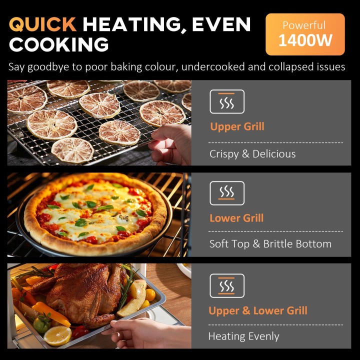 HOMCOM 30L Mini Electric Oven | 60–230°C, Timer — Silver