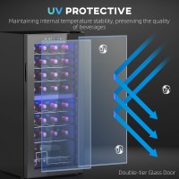 HOMCOM 32-Cantinetta vini stretta per bottiglie, con luci - Nero