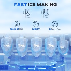 HOMCOM Ice Maker & Water Dispenser | 12kg/Day — Silver