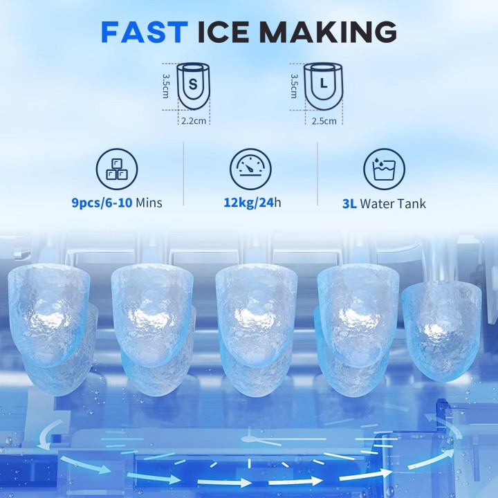HOMCOM Ice Maker & Water Dispenser | 12kg/Day — Silver