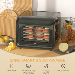 HOMCOM 35-70°C Deshidratador de alimentos de seis bandejas - Negro