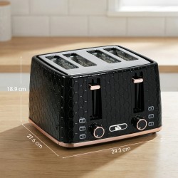HOMCOM 4-Leivänpaahdin | Korkea nosto, 1600W, Automaattinen sammutus — musta