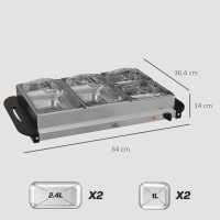 HOMCOM 4-Dienblad Elektrische Buffet Warmer | 300W