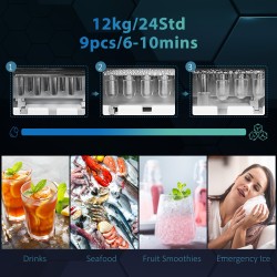 HOMCOM Ice Maker & Water Dispenser | 12kg/Day — Black