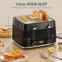 HOMCOM 4-Slice Toaster | 7 Browning Levels, Crumb Tray — Black