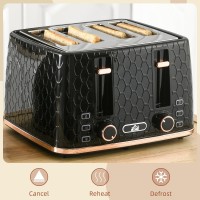 HOMCOM 4-Grille-pain à tranches | Levée haute, 1600W, Arrêt automatique — Noir