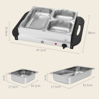 HOMCOM Electric Buffet Server Set of 2 | 4.5L, 3 Trays
