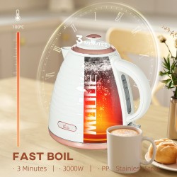 HOMCOM 3kW Rapid Boil Honeycomb Kettle - Cream
