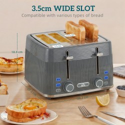 HOMCOM 4-Slice Toaster | 7 Browning Levels, Crumb Tray — Grey