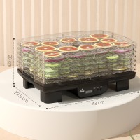 HOMCOM 40-70℃ Fødevare dehydrator med seks bakker - Sort