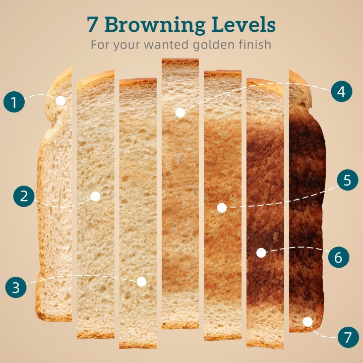 HOMCOM 4-Slice Toaster | 7 Browning Levels, Crumb Tray — Grey